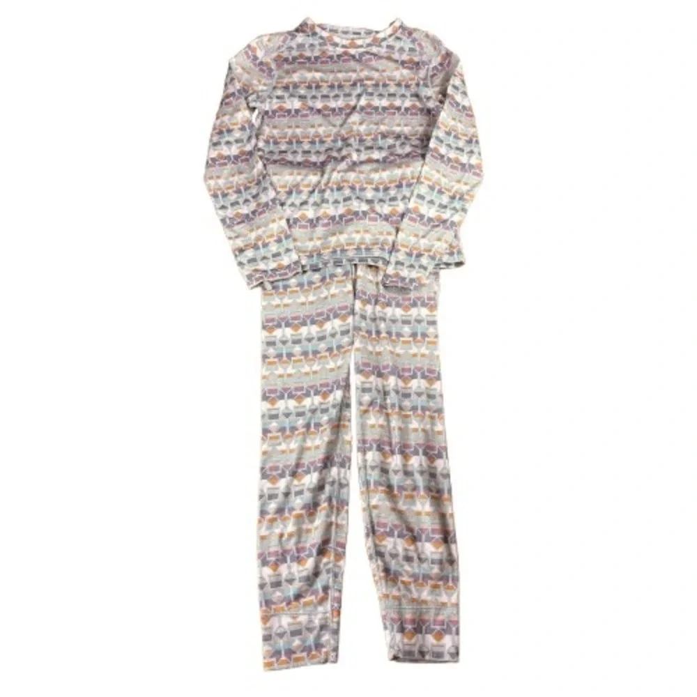 Patagonia Kids Capilene Baselayer Set Geometric Print Thermal PJs Size Small